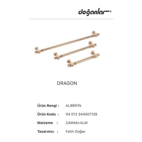 Doğanlar Dragon 192 mm Mobilya Kulp Albrifin