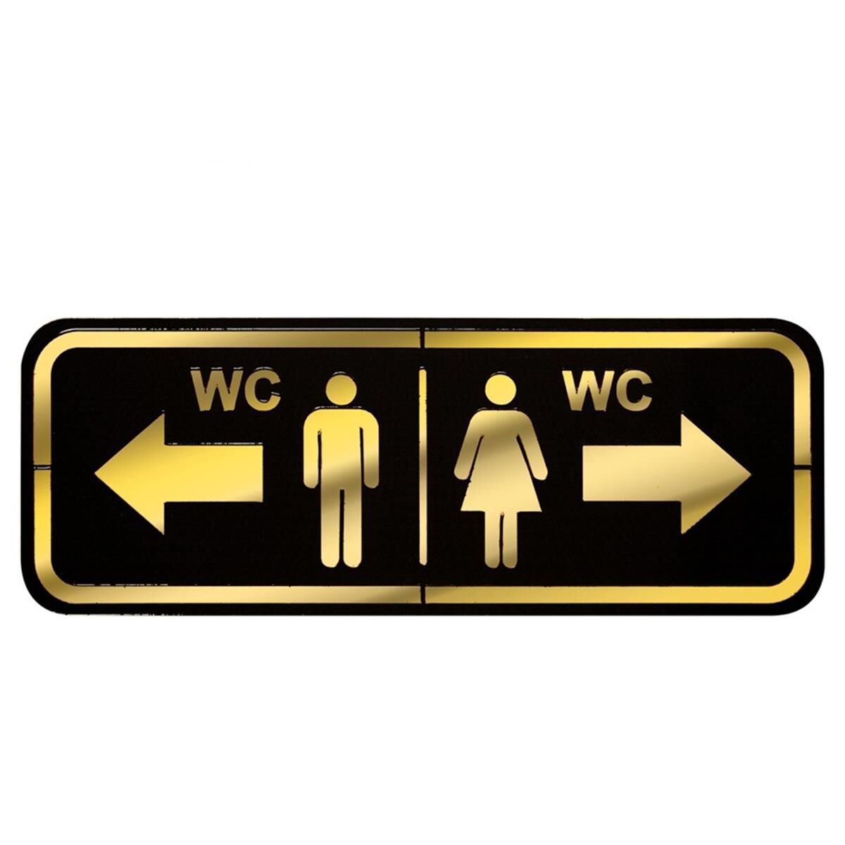 Abs Lüx Çift Katlı Yönlendirme Levhası Siyah-Altın Bay-Bayan Wc