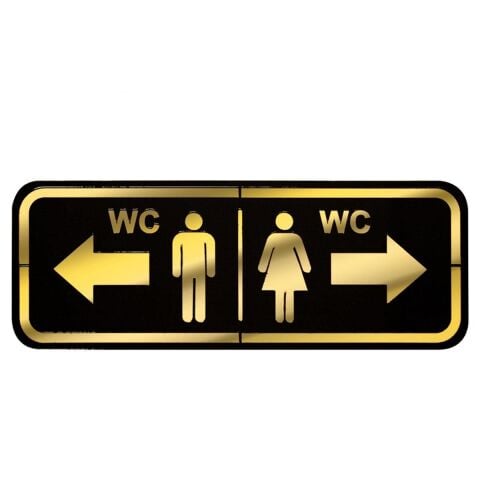 Abs Lüx Çift Katlı Yönlendirme Levhası Siyah-Altın Bay-Bayan Wc