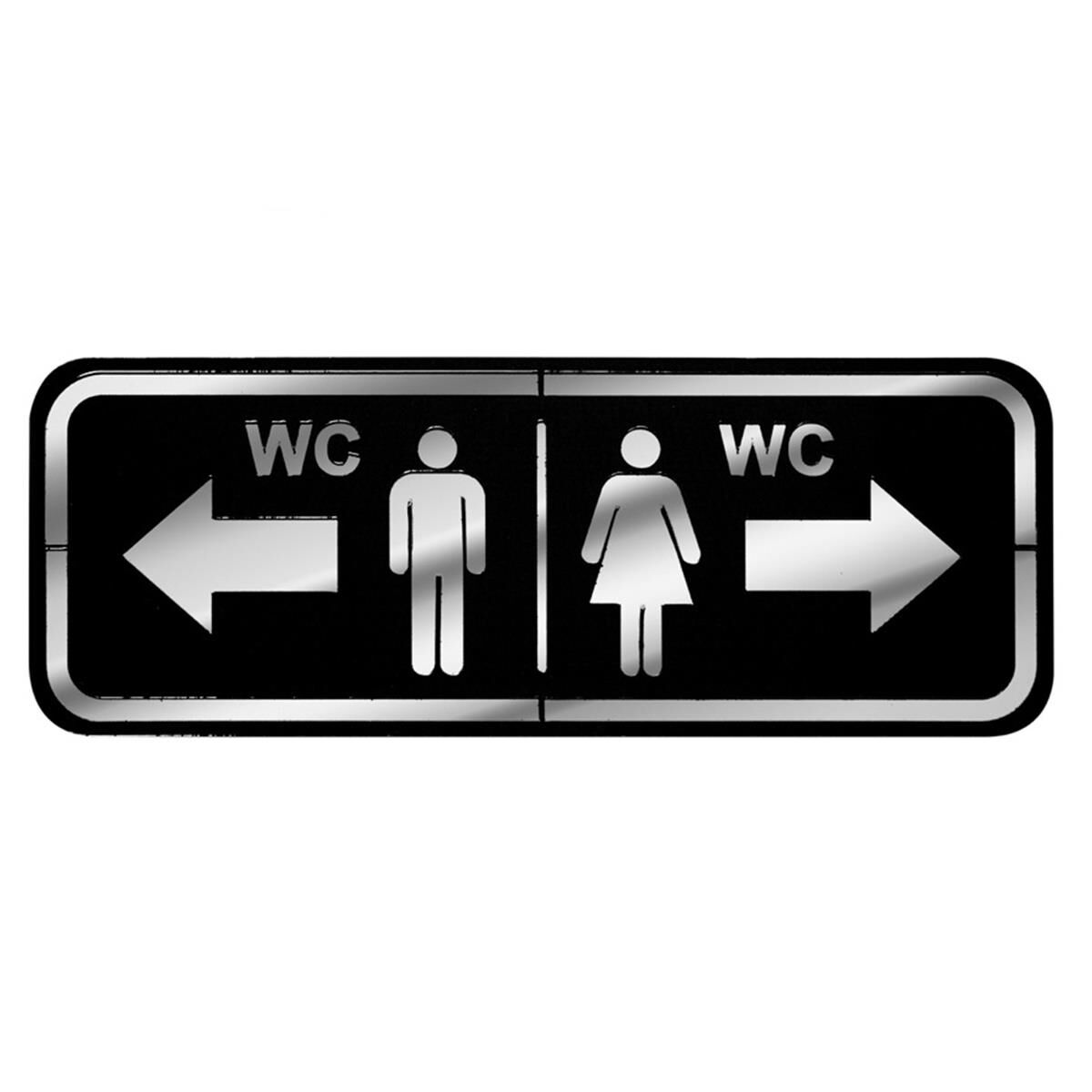 Abs Lüx Çift Katlı Yönlendirme Levhası Siyah-Gümüş Bay-Bayan Wc