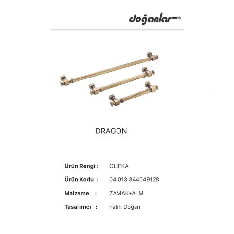 Doğanlar Dragon 128 mm Mobilya Kulp Antik Sarı Olifka