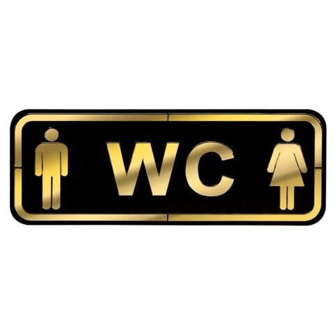 Abs Lüx Çift Katlı Yönlendirme Levhası Siyah-Altın Bay-Bayan Wc
