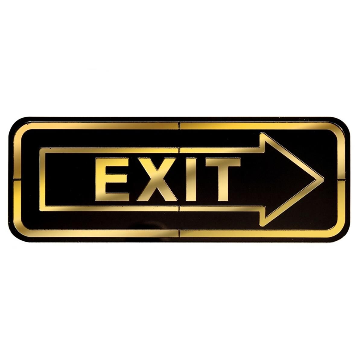 Abs Lüx Çift Katlı Yönlendirme Levhası Siyah-Altın Exit Sağ Yön