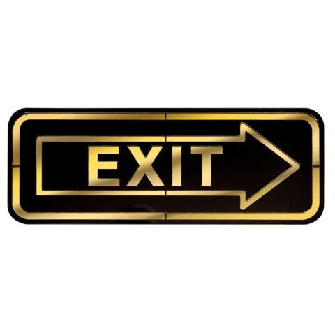 Abs Lüx Çift Katlı Yönlendirme Levhası Siyah-Altın Exit Sağ Yön