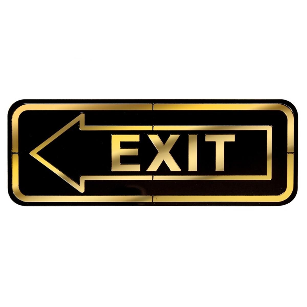 Abs Lüx Çift Katlı Yönlendirme Levhası Siyah-Altın Exit Sol Yön