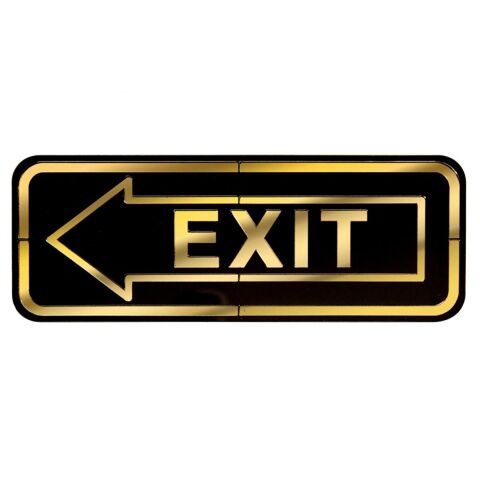 Abs Lüx Çift Katlı Yönlendirme Levhası Siyah-Altın Exit Sol Yön