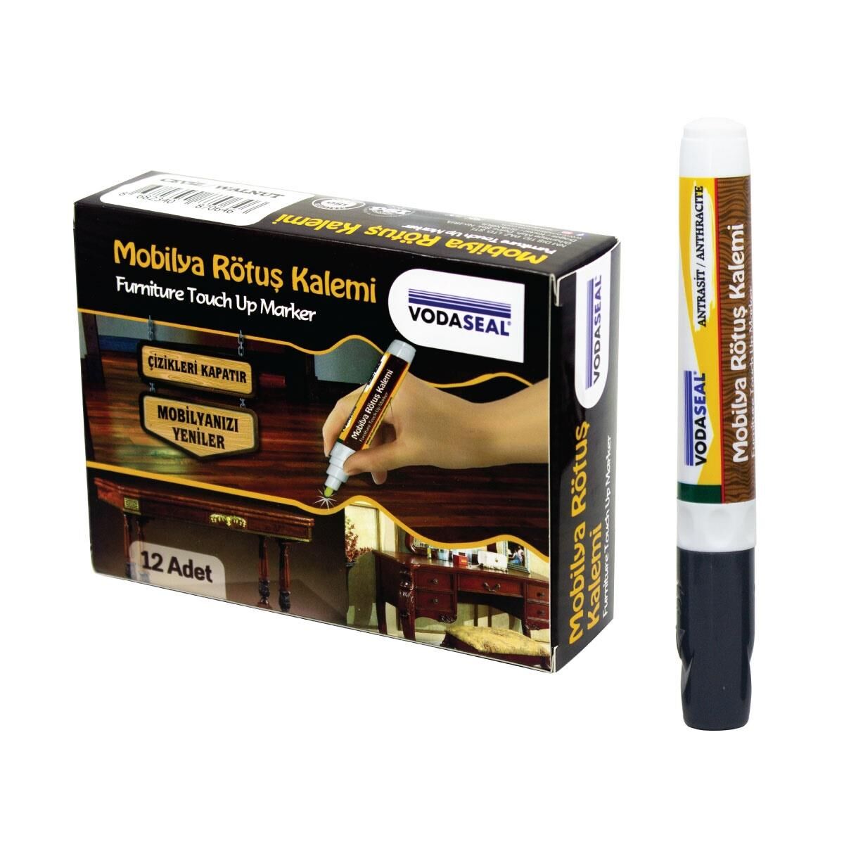 12 Adet Vodaseal Mobilya Çizik Giderici Rötuş Rütuş Kalemi Antrasit