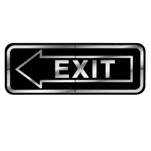 Abs Lüx Çift Katlı Yönlendirme Levhası Siyah-Gümüş Exit Sol Yön