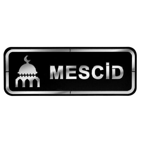 Abs Lüx Çift Katlı Yönlendirme Levhası Siyah-Gümüş Mescid