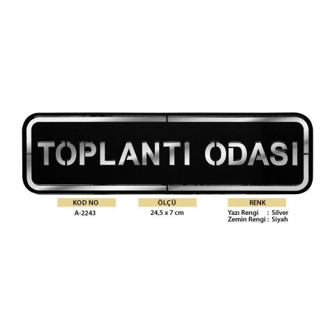 Abs Lüx Çift Katlı Yönlendirme Levhası Siyah-Gümüş Toplantı Odası