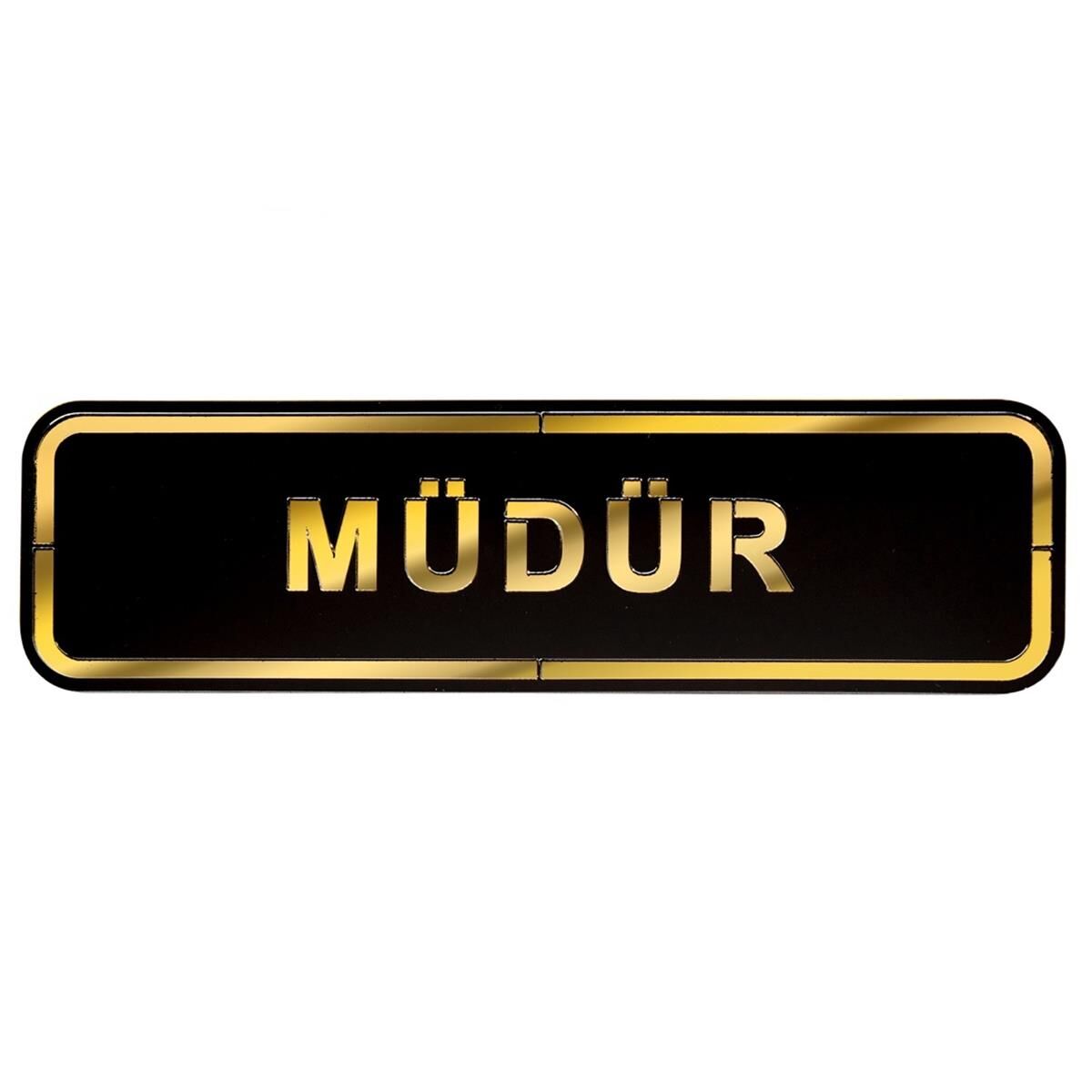 Abs Lüx Çift Katlı Yönlendirme Levhası Siyah-Altın Müdür