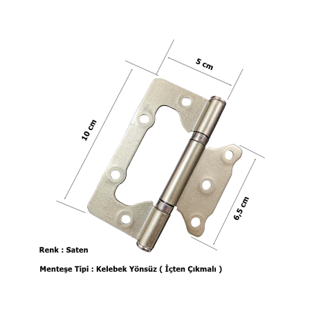 Era Kelebek Yönsüz 10 cm Saten Çelik İçten Çıkmalı Kapı Menteşesi
