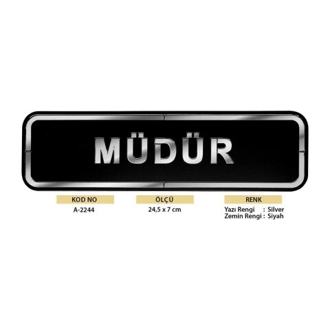 Abs Lüx Çift Katlı Yönlendirme Levhası Siyah-Gümüş Müdür