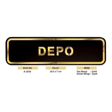 Abs Lüx Çift Katlı Yönlendirme Levhası Siyah-Altın Depo