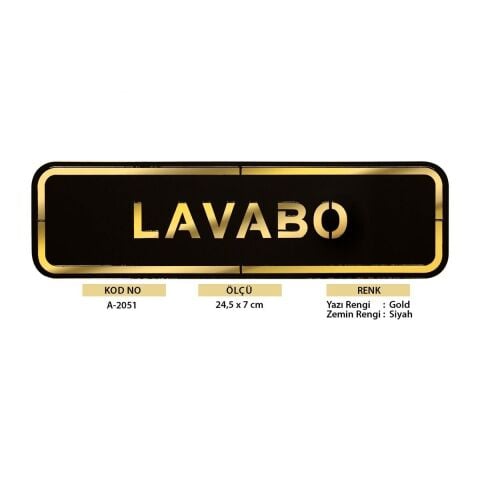 Abs Lüx Çift Katlı Yönlendirme Levhası Siyah-Altın Lavabo