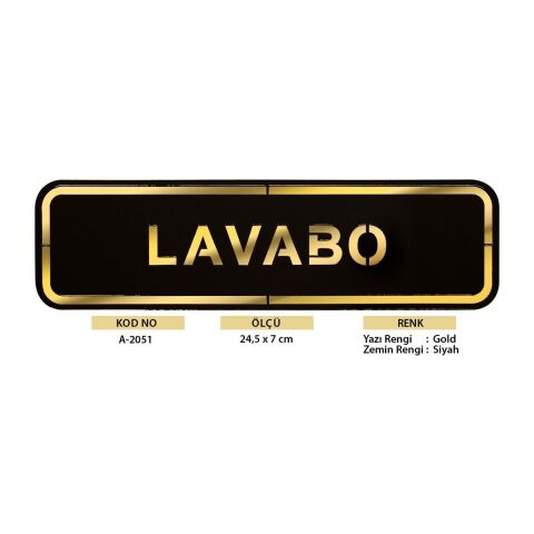 Abs Lüx Çift Katlı Yönlendirme Levhası Siyah-Altın Lavabo