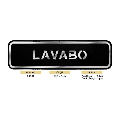 Abs Lüx Çift Katlı Yönlendirme Levhası Siyah-Gümüş Lavabo