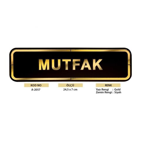 Abs Lüx Çift Katlı Yönlendirme Levhası Siyah-Altın Mutfak
