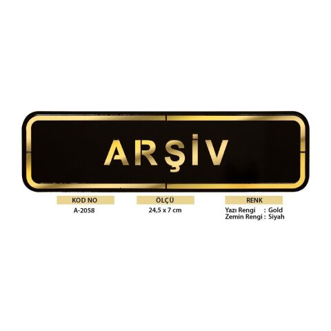 Abs Lüx Çift Katlı Yönlendirme Levhası Siyah-Altın Arşiv