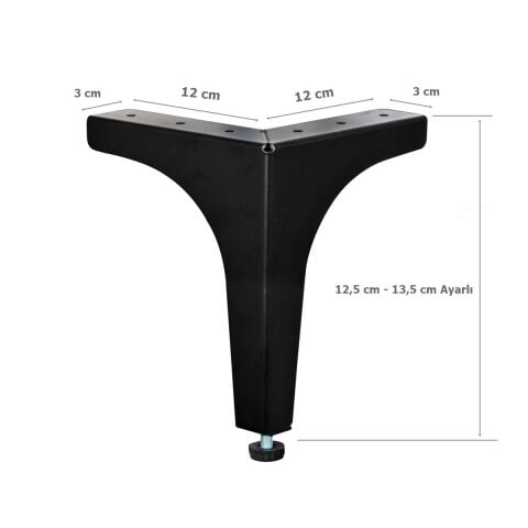 Klas Ayak Metal 12,5 cm Mat Siyah Mobilya Koltuk Ayağı