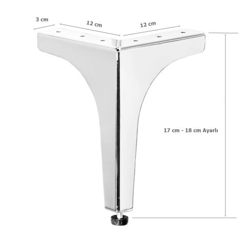Klas Ayak Metal 17 cm Krom Mobilya Koltuk Ayağı