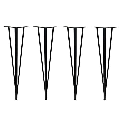 4 Adet Firkete Masa Ayağı 71 cm Mat Siyah Mobilya Ayak Pabuçlu