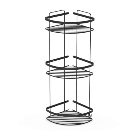 Tema 3 Katlı Köşelik Banyo Rafı Şampuanlık Mat Siyah Paslanmaz