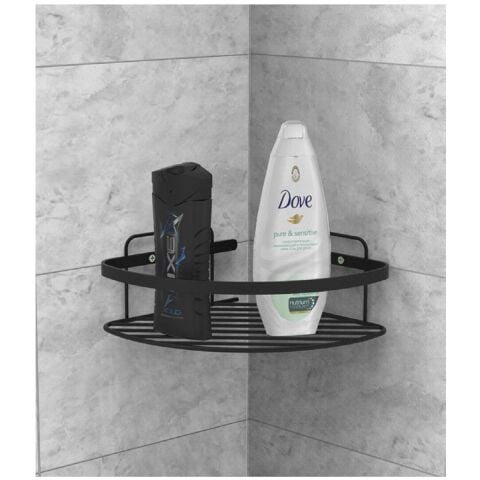 Tema Tek Katlı Köşelik Banyo Rafı Şampuanlık Mat Siyah Paslanmaz