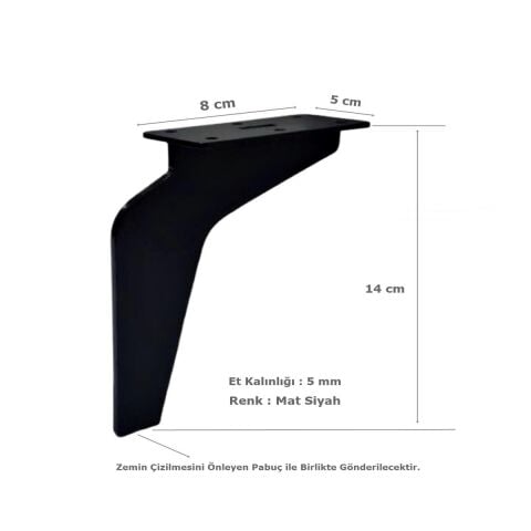 Kartal Ayak Metal 14 cm Mat Siyah Mobilya Koltuk Ayağı