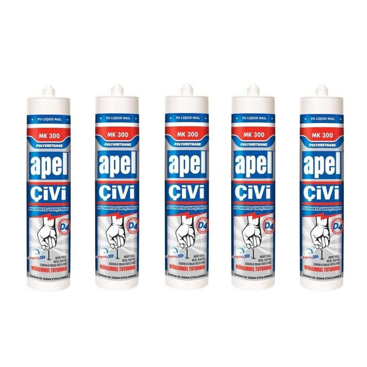 5 Adet Apel Silikon Sıvı Çivi Montaj Kit Güçlü Yapıştırıcı 390 gr