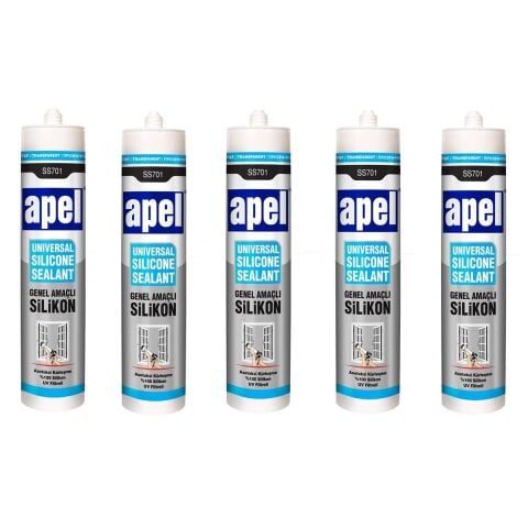 5 Adet Apel Genel Amaçlı Silikon Şeffaf 250 ml