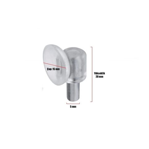 50 Adet Pvc Vantuzlu Raf Pimi 5 mm
