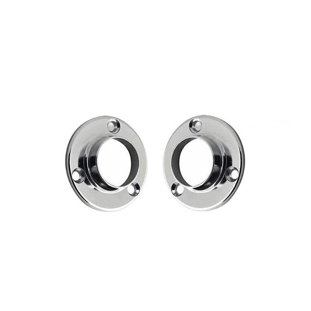 2 Adet Metali Metal Yuvarlak Dolap Askı Borusu Flanşı Krom