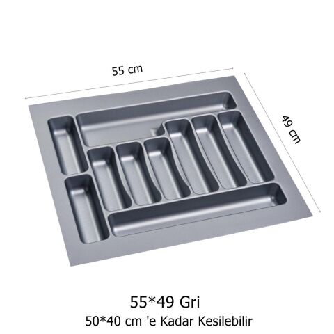 Çekmece İçi Kaşıklık ve Kepçelik 2 li Set 55 x 49 cm Gri