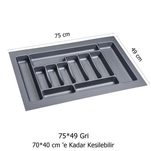 Çekmece İçi Kaşıklık ve Kepçelik 2 li Set 75 x 49 cm Gri