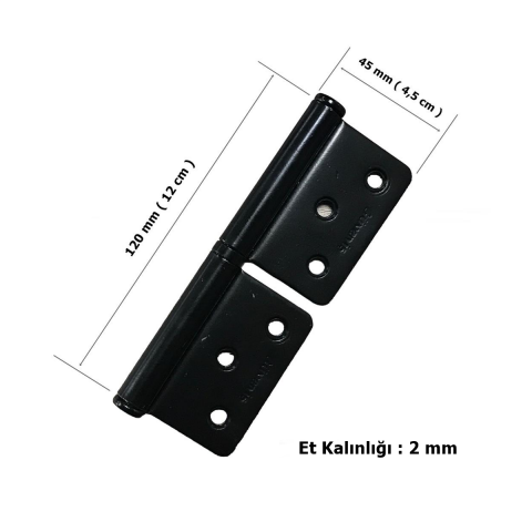 Güven İş Çelik Panel Yönsüz Kapı Menteşesi 12 cm Mat Siyah