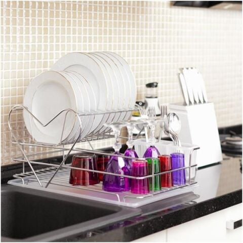 Tekno Tel KB-011 İki Katlı Tezgah Üstü Bulaşıklık Tabaklık Krom