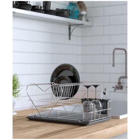 Tekno Tel KB-011 İki Katlı Tezgah Üstü Bulaşıklık Tabaklık Krom