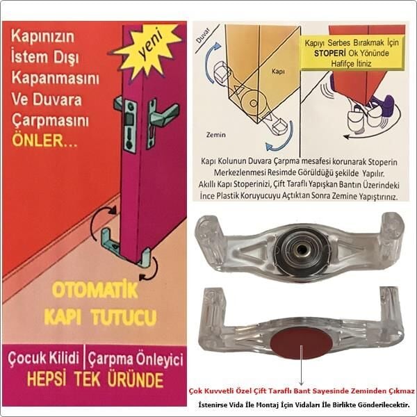 Akıllı Kapı Stoperi Tamponu Kapı Durdurucu Yapışkanlı 2 li Set