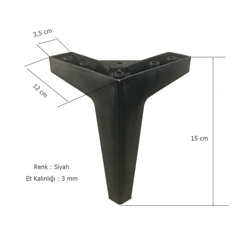 Kartal Lükens Ayak Mobilya Koltuk Çekyat Ayağı 15 cm Siyah