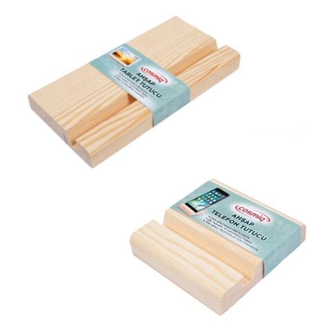 Masaüstü Ahşap Tablet ve Telefon Tutucu 2 li Set Kaydırmaz Taban