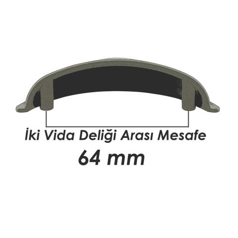 Tas Çanak Mobilya Dolap Kulp Desenli 64 mm Mat Siyah