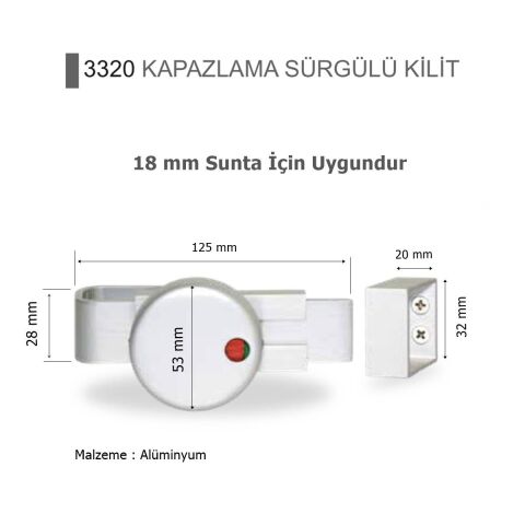 Islak Hacim 18 mm Sunta için Kabin Alm. Kapazlama Sürgülü Kilit