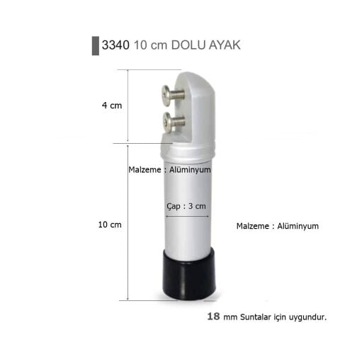 Islak Hacim 18 mm Sunta Kabin Dolu Ayak 10 cm Alüminyum