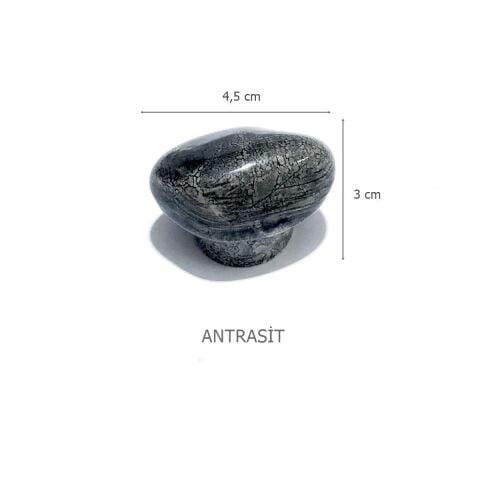 Porselen Antrasit Gri Taş Düğme Tek Vidalı Mobilya Dolap Kulp