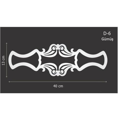 D-6 Gümüş 40 x 13 cm Sibu Aynalı Pleksi Mobilya Dolap Süsü