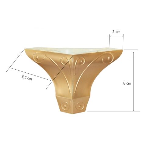 Lükens Mini Dekoratif Desenli Puf Mobilya Ayağı 8 cm Altın