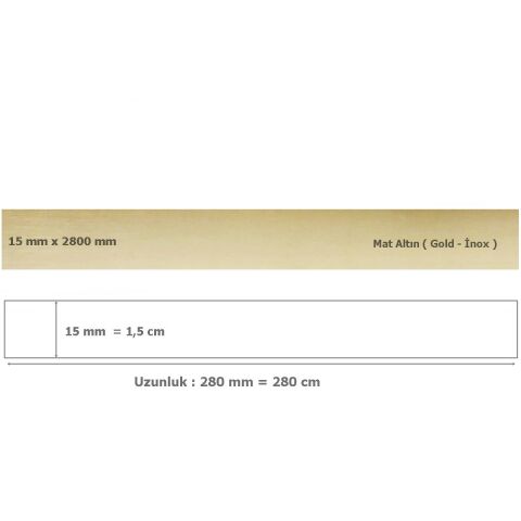 15 mm x 2800 mm Mat Altın Sibu Aynalı Pleksi Şerit Mobilya Süsü