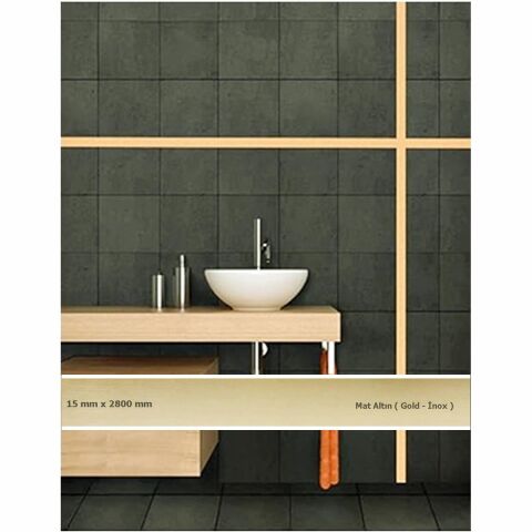 15 mm x 2800 mm Mat Altın Sibu Aynalı Pleksi Şerit Mobilya Süsü