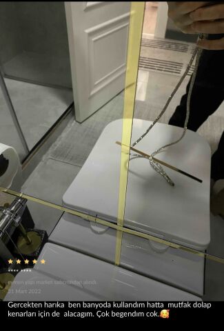 20 mm x 2800 mm Mat Altın Sibu Aynalı Pleksi Şerit Mobilya Süsü